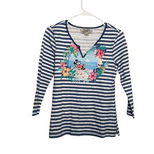 Disney Parks Tommy Bahama Shirt Women's XS Striped Minnie Mouse Vacation Top